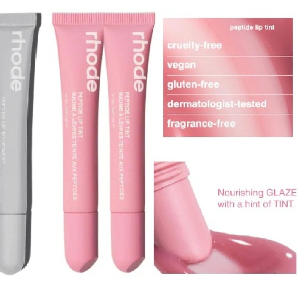 3 Pack of Rhode, (2x) Ribbon Lip Tint, 1 Clear Lip Treatment (unscented) - NWT